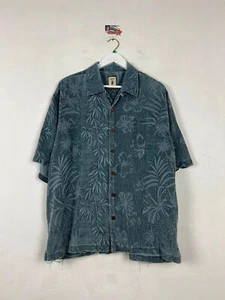 Vintage Jamaica jaxx Hawaiian short sleeve shirt XL blue silk - Picture 1 of 9
