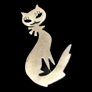 Lote de Joyería Broche Pin TAXCO MÉXICO PLATA ESTERLINA 925 Modernista Gatito De Colección - Imagen 1 de 5
