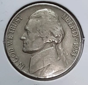 1951 Jefferson Nickel  D - CIRCULATED - Picture 1 of 2