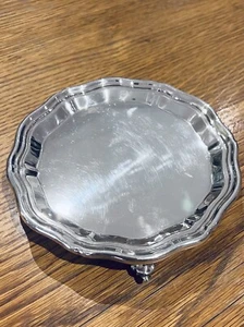 Vintage Art Deco 1932 Sterling Silver Card Tray 'Sir John Bennet' 150mm 3 feet - Picture 1 of 7