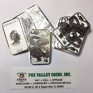 Australian Dragon 2022 1 OZ barra de plata similar a prueba ¡en funda! - Imagen 1 de 4