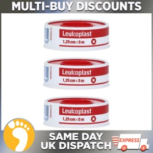 Leukoplast Adhesive Dressing Fixation Tape 1.25 cm x 5 m | 3 Roll Pack Hard Case - Picture 1 of 1