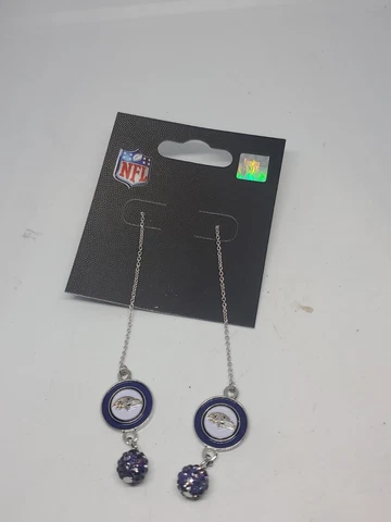 NFL Baltimore Ravens Logo Dangle threader Earrings Officially Licensed Cover