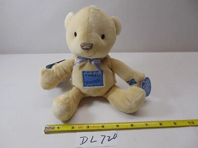 Carter's Bear plush tan blue patch sound Cuddly Lovable XO ribbon hand patch 8" - Image 1 of 4