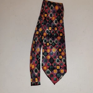 Stefano Rossini Colorful Geometric Neck Tie Men's 100% Silk 56 Inch - Picture 1 of 4