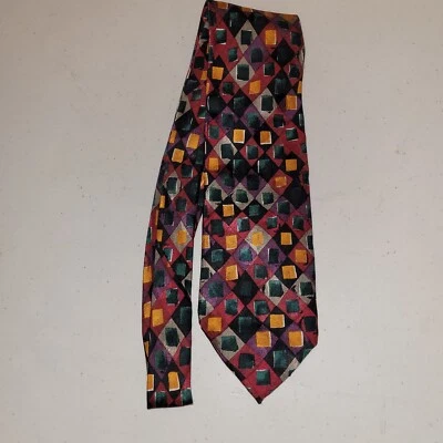 Corbata de cuello geométrica colorida Stefano Rossini para hombre 100 % seda 56 pulgadas  Foto 1 de 4