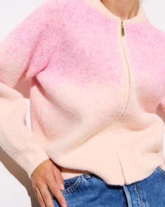 BNWT: Colour Block Pink Ombre Knitted Bomber Jacket from Oliver Bonas: Size: 12 - Picture 1 of 12