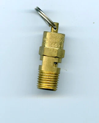 165 PSI BRASS SAFETY RELIEF POP OFF PRESSURE VALVE, COMPRESSOR 1/4" NPT 54 SCFM - Image 1 of 4
