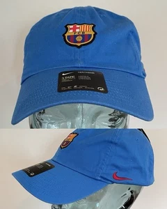 NWT Nike Blue FCB Cap Barcelona Soccer Heritage86 Hat Unisex Football 1 Size Adj - Picture 1 of 12