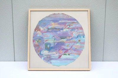 1980 Frances Kornbluth Único Circular Abstracto Mixto Collage sobre Papel Foto 1 de 4