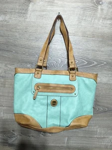 BOC zweifarbige türkis und braun große Schultertasche Reißverschluss und Magnet  - Bild 1 von 12