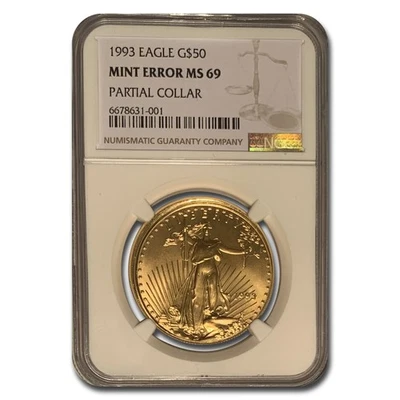 1993 1 oz American Gold Eagle MS-69 NGC (Partial Collar) - Image 1 of 3