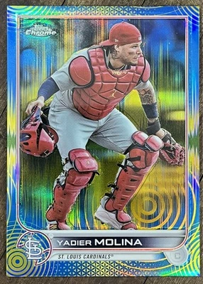 2022 Topps Chrome Sonic Yadier Molina /75 Blue Yellow Pulse Refractor Cardinals - Image 1 of 2