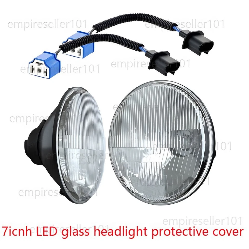 Faro de cristal LED redondo de 7 pulgadas, conversión ORIGINAL CLASSIC LOOK par cromado Foto 1 de 4