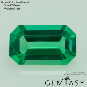 Cut stone - Emerald Colombian hydrothermal lab grown, Octagon 4.7x3mm 0.18ct - Picture 1 of 4