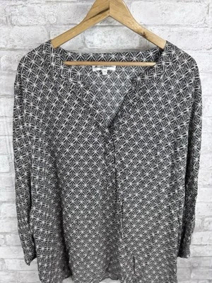 Marisa Christina Women's 3x Popover Top 3/4 Sleeve Black White Flowy Lightweight - Image 1 of 4