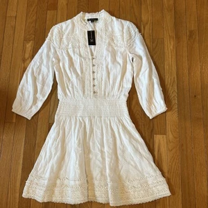 INC International Concepts weißes langärmliges Spitzenkleid mit V-Ausschnitt Damengröße Small - Bild 1 von 7