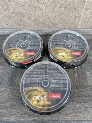 X3 IMATION DVD+R 10 Pack  16x10 4.7 gb Bundle Of 3 (10 Discs Per Pack) Brand New - Image 1 of 4