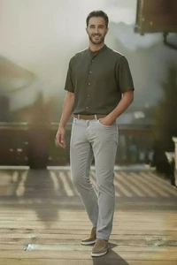 Richard J Brown Cotton Blend Corduroy Pants Tokyo S Slimfit Chinos  Light Grey - Picture 1 of 12