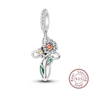 MULA Frauen 925 Sterling Silber DIY Charm CZ Sonnenblume Guardian Für Armbänder - Bild 1 von 7