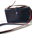 Ladies Maxmara Weekend Leather Box Shoulder Bag, Navy With Red Piping