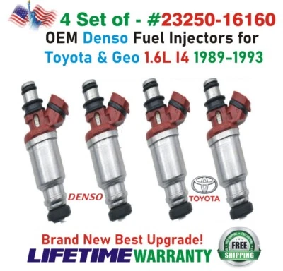 NUEVO DENSO OEM 4 piezas mejor actualización inyectores de combustible para Toyota y Geo Prizm 1989-1993 Foto 1 de 4