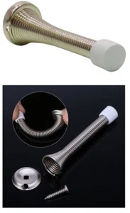 80mm CHROME SPRING LOADED DOORSTOP DOOR STOP STOPER STOPPER Spiral GI35P - Picture 1 of 3
