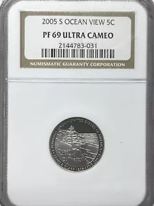 2005-S NGC PR PROOF PF 69 ULTRA CAMEO OCEAN VIEW JEFFERSON NICKEL - Picture 1 of 4