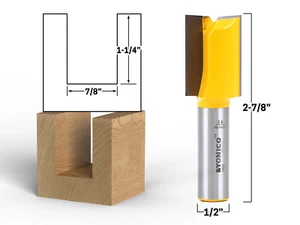 7/8 Zoll Durchmesser x 1-1/4 Zoll Höhe gerader Fräser Bit - 1/2 Zoll Schaft - Yonico 14029 - Bild 1 von 1