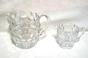 De colección Fostoria American Glassware Cubo Patrón Cubista Pequeño Jarra de Cereal + Crema - Imagen 1 de 7