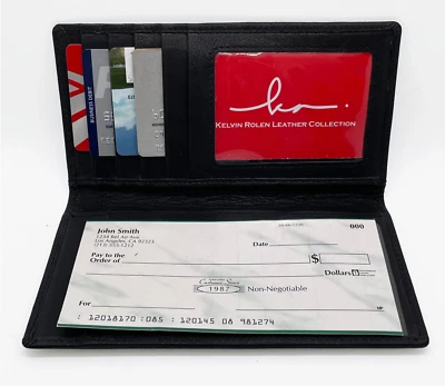 Cubierta larga para chequera de cuero de vaca genuino con bloqueo RFID Wa Foto 1 de 4