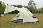 Tente avec auvent 8 personnes tipi tente de camping jardin extérieur avec drap de sol 4M