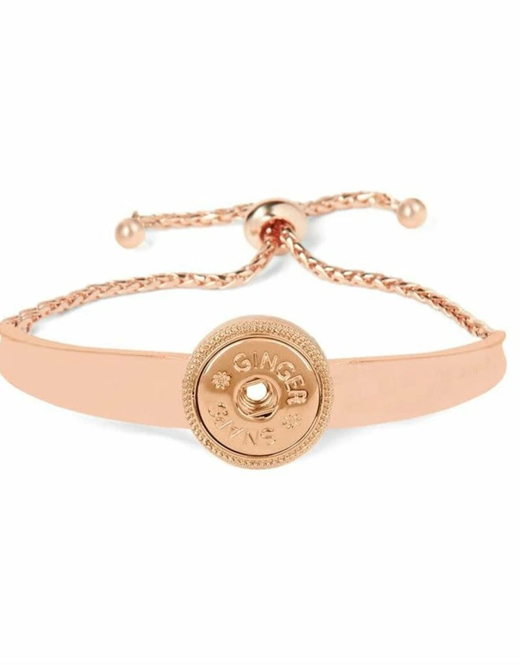 Pulsera ajustable de 180 barras de oro rosa con broches de presión de jengibre Foto 1 de 1