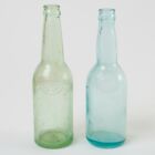 Set of 2 Antique Jacob Ruppert New York Glass Beer Bottles Green Blue Aqua Tint