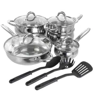 Ancona 12-piece Stainless Steel Belly Shaped Cookware Set with Kitchen Tools - Picture 1 of 12