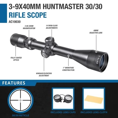 Mira para rifle Barska Huntmaster 3-9x 40 mm con 30/30 AC10030 Foto 1 de 4