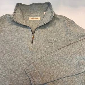 Tommy Bahama Damen L grau 100% Baumwolle Quarter Zip Pullover Sweatshirt Freizeit - Bild 1 von 7
