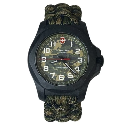 Victorinox INOX relógio masculino carbono edição limitada exército suíço camuflado pulseira paracord - Imagem 1 de 4