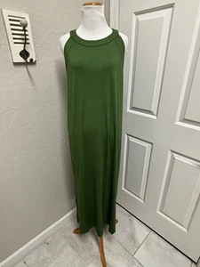 J Jill NWT Maxi Dress Size L Green Beachy Travel Vacation Sundress Sleeveless - Picture 1 of 7