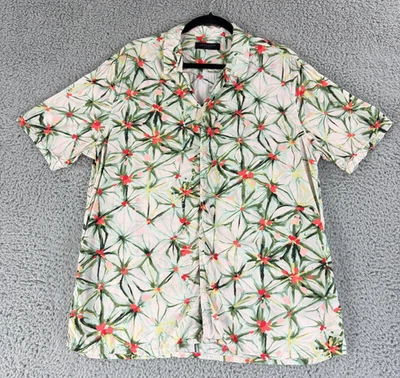 Camisa con botones AllSaints Yukka para hombre talla X-grande verde hawaiana manga corta Foto 1 de 4