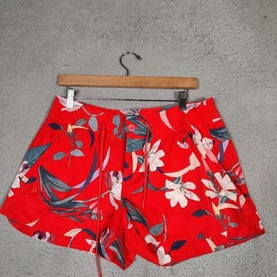 Pantalones cortos de playa Athleta Hudson para mujer 10 rojos con estampado tropical múltiple Foto 1 de 4