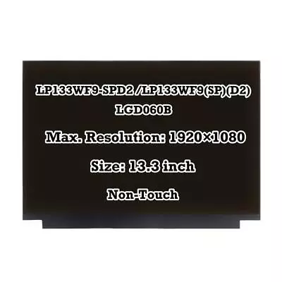 13.3" FHD IPS LED LCD Screen IPS Display LP133WF9-SPD2 LP133WF9(SP)(D2) LGD060B - Image 1 of 4