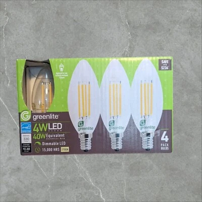 4 pack 40W E12 Greenlite Dimmable LED chandelier Ceiling Fan Candle Light Bulb - Image 1 of 4