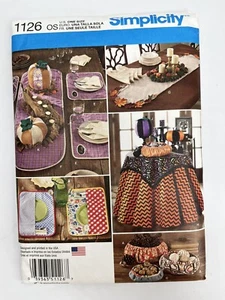 Patrón de costura Simplicity 1126 accesorios de mesa calabaza de Acción de Gracias sin cortar - Imagen 1 de 10