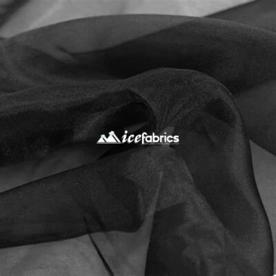 Black Organza Fabric By The Yard_ Crystal Sheer "54 Width_ Wholesale Price - Image 1 of 4