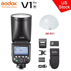 US Godox V1 Pro-N TTL HSS Li-ion Flash Speedlite+AK-R11 Diffuser Dome For Nikon - Picture 1 of 13