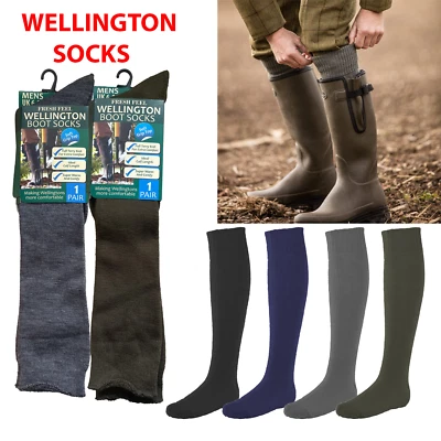 Mens Welly Socks Wellington Boot Wellie Liners Fishing Hiking 6-11. 1-6 Pack