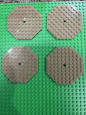 LEGO 4 x Dark Tan Modified 10 x 10 Octagonal Base Platee  Brick 89523 A37 - image 1 of 3