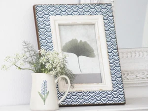 LARGE WOODEN BLUE WEDDING HOME DECOR PHOTO FRAME WHITE PICTURE CHRISTMAS - Picture 1 of 7