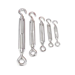 M4-M10 304 Stainless Steel Basket Screws Wire Rope Tension Hook & Eye Turnbuckle - Picture 1 of 12